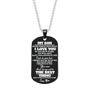 NEW My Son Love Mom Stainless Steel Dog Tag Necklace Chain Black